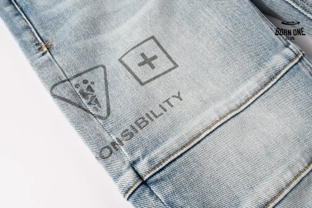 Calça Jeans Ksubi Azul Claro Patches Retangulares