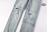 Calça Jeans Ksubi Azul Claro Patches Retangulares