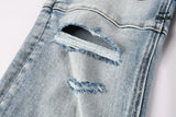 Calça Jeans Ksubi Azul Claro Patches Retangulares