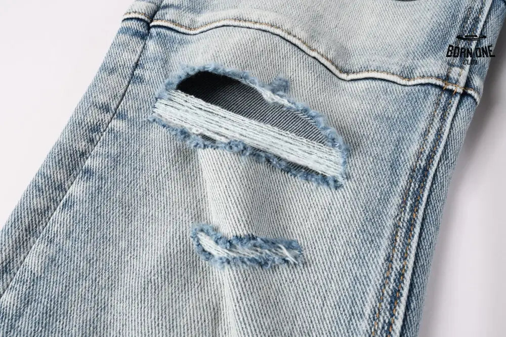 Calça Jeans Ksubi Azul Claro Patches Retangulares