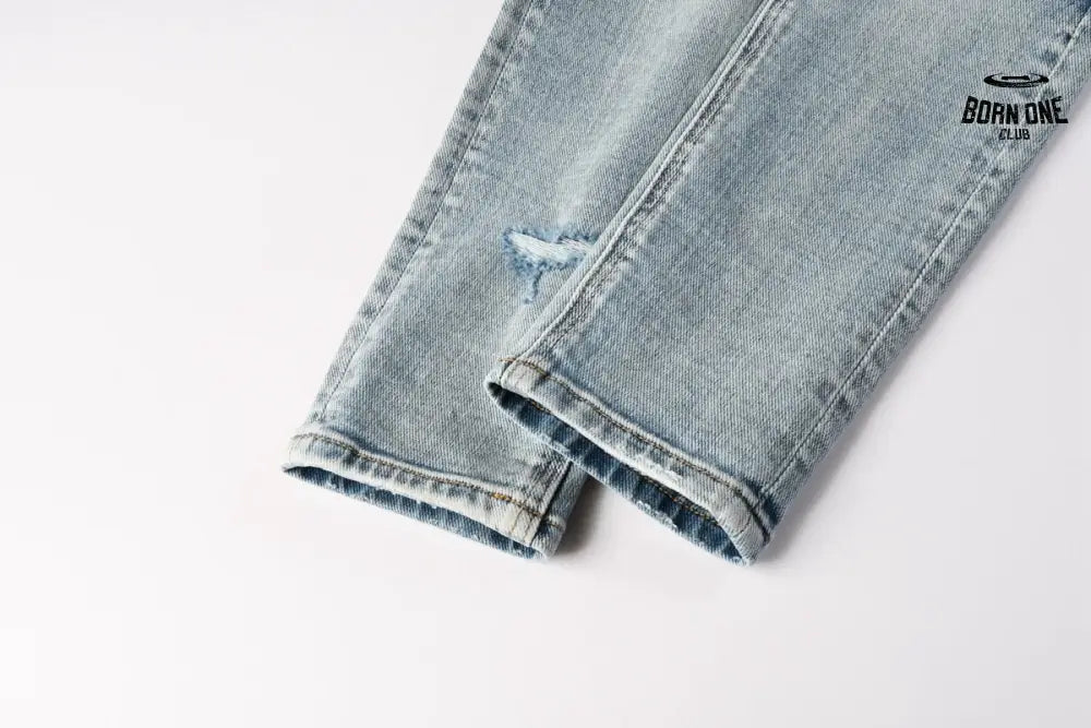 Calça Jeans Ksubi Azul Claro Patches Retangulares