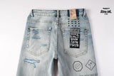 Calça Jeans Ksubi Azul Claro Patches Retangulares