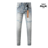 Calça Jeans Ksubi Cinza Claro Patches Retangulares