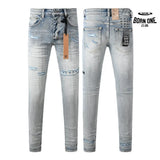 Calça Jeans Ksubi Cinza Claro Patches Retangulares