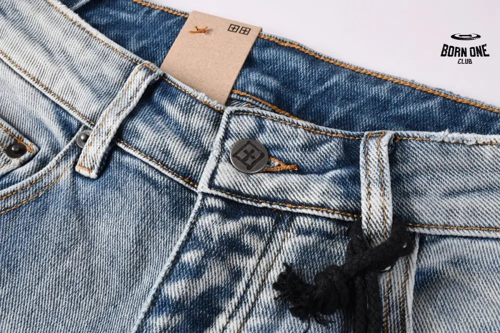Calça Jeans Ksubi Cinza Claro Patches Retangulares