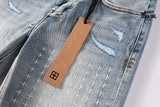 Calça Jeans Ksubi Cinza Claro Patches Retangulares