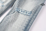 Calça Jeans Ksubi Cinza Claro Patches Retangulares