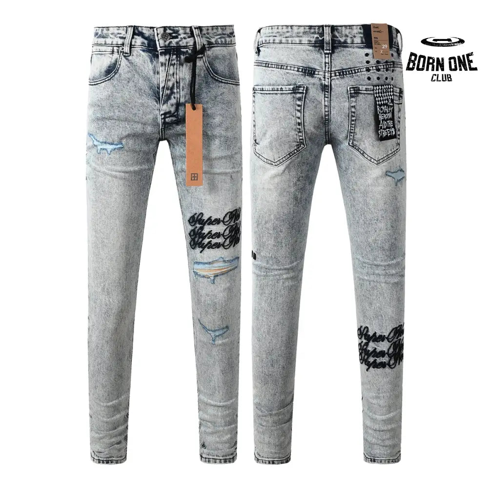 Calça Jeans Ksubi Cinza Lavada Bordado Script