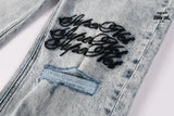 Calça Jeans Ksubi Cinza Lavada Bordado Script