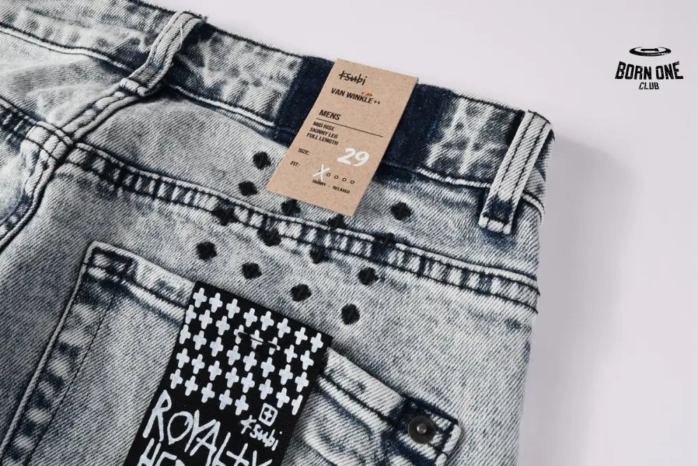 Calça Jeans Ksubi Cinza Lavada Bordado Script