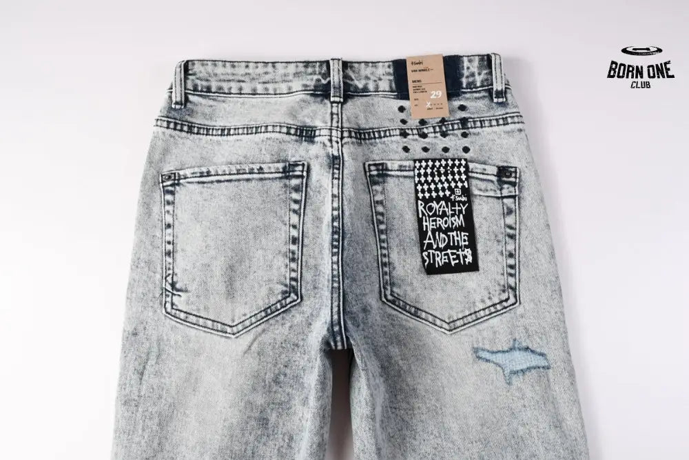 Calça Jeans Ksubi Cinza Lavada Bordado Script