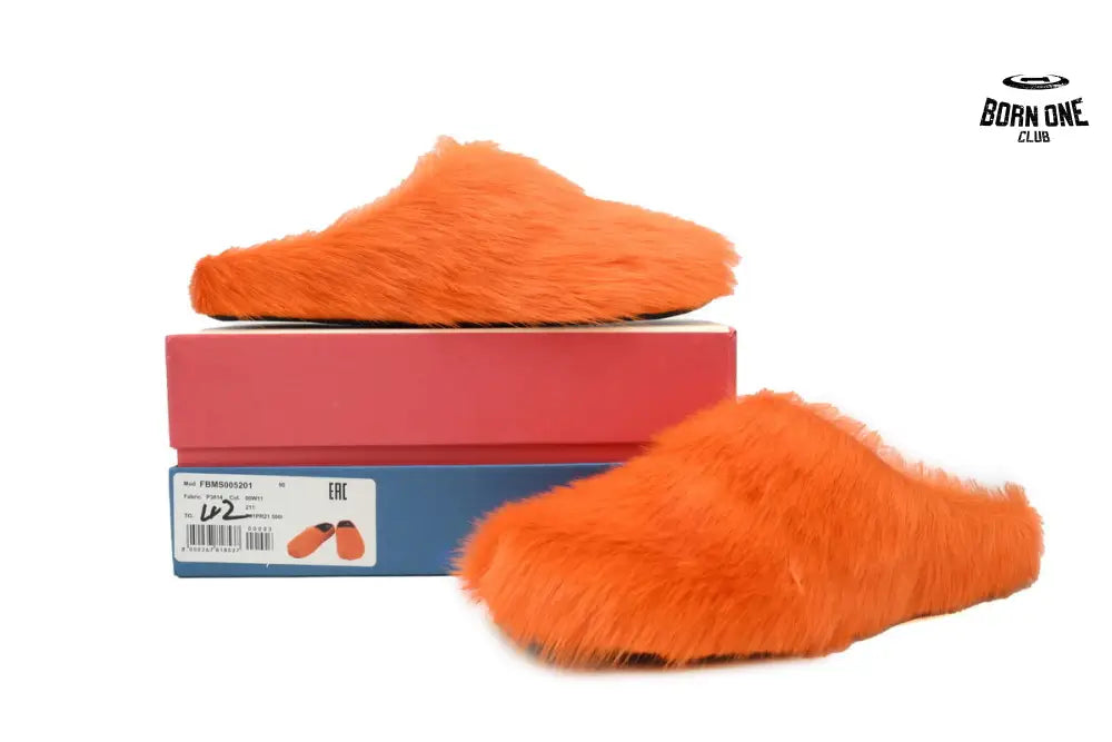 Marni Long-hair Calfskin Fussbett Sabot Orange