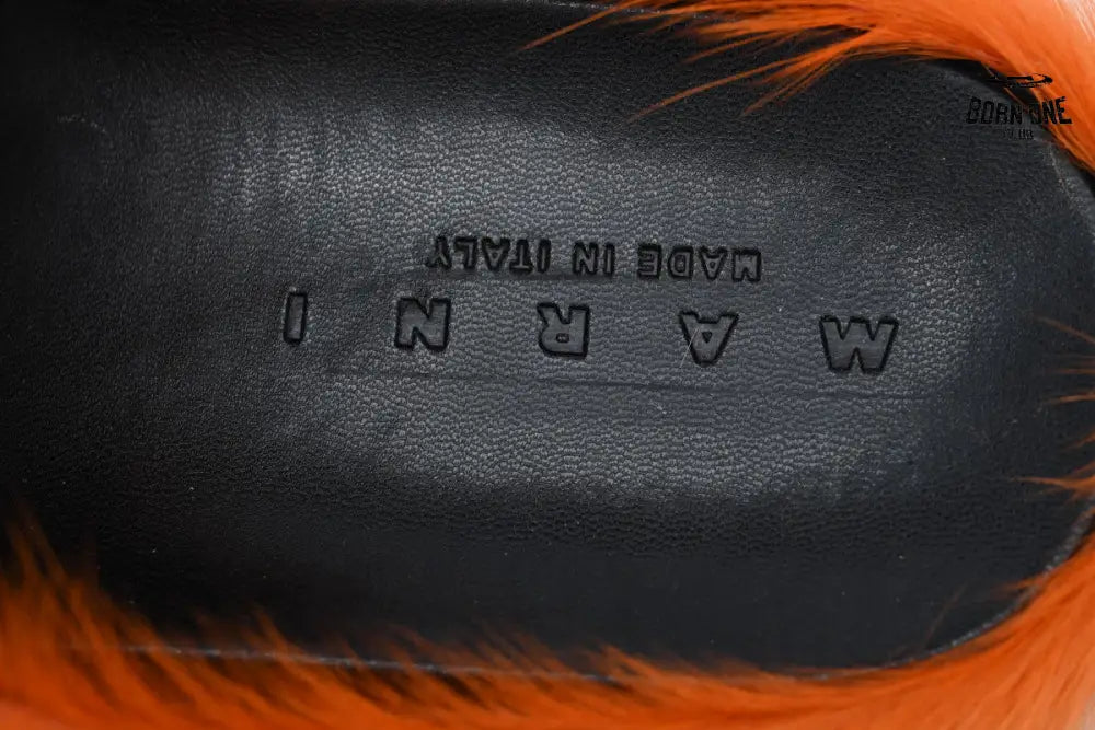 Marni Long-hair Calfskin Fussbett Sabot Orange