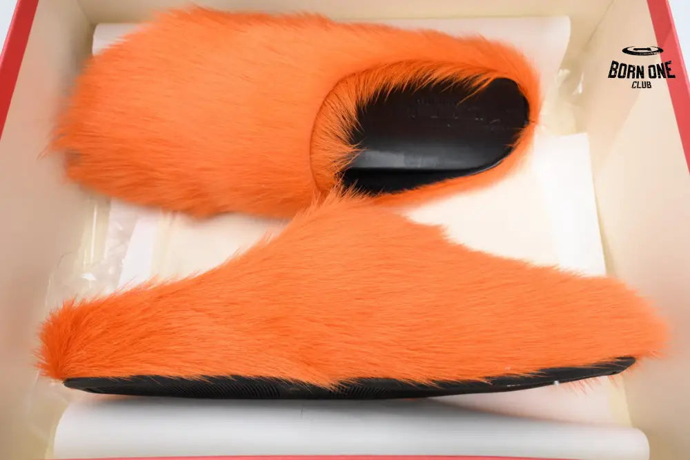 Marni Long-hair Calfskin Fussbett Sabot Orange