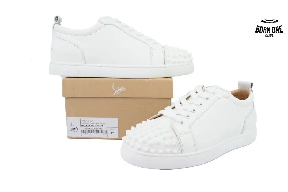Christian Louboutin Louis Junior Spikes Flat White