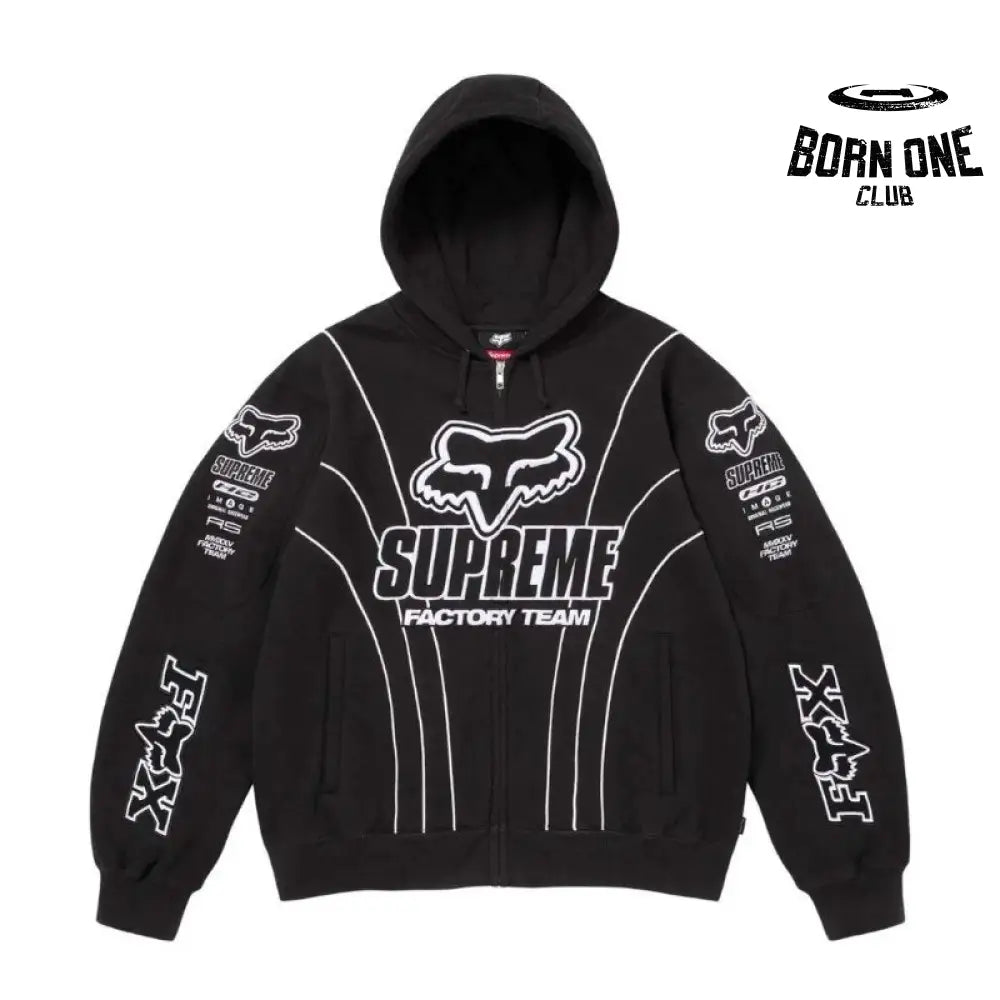 Jaqueta Supreme x Fox Racing Zíper Hooded Black