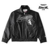 Jaqueta Supreme x Chicago White Sox Couro Varsity Black