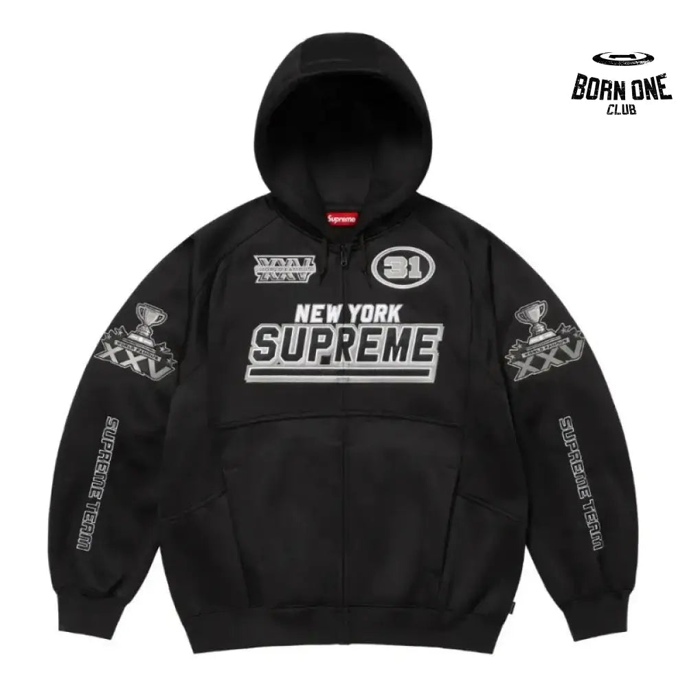 Moletom Supreme Football Zip Up Hooded Black
