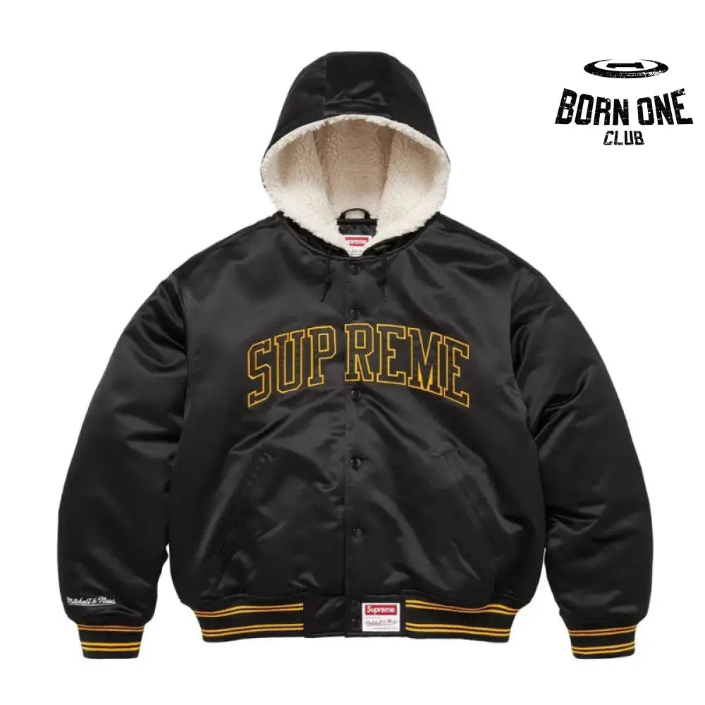 Jaqueta Supreme x Mitchell & Ness Varsity Satin Black