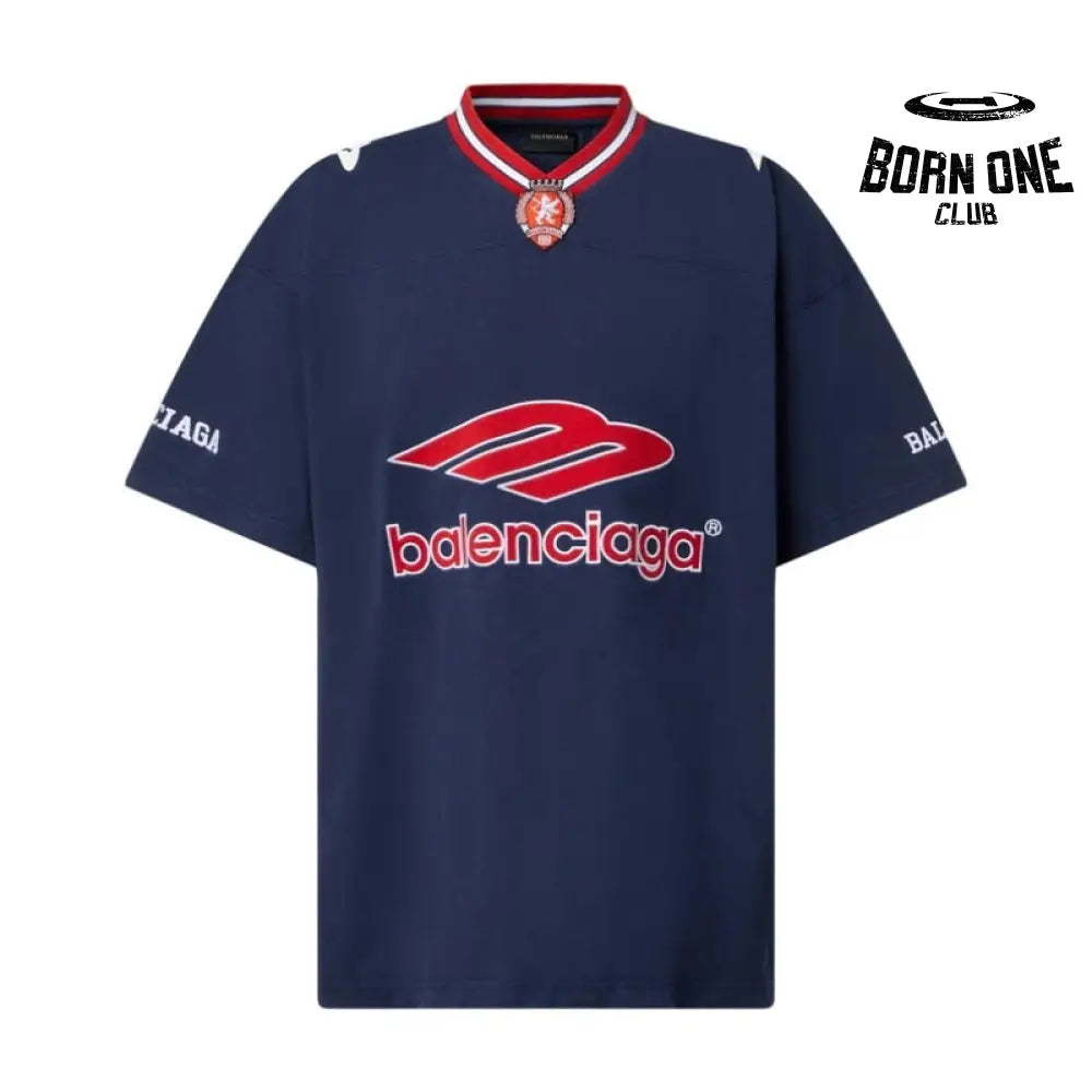 Camiseta Balenciaga Football V-neck Oversized Azul