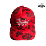 Boné BAPE x Stussy Trucker Red