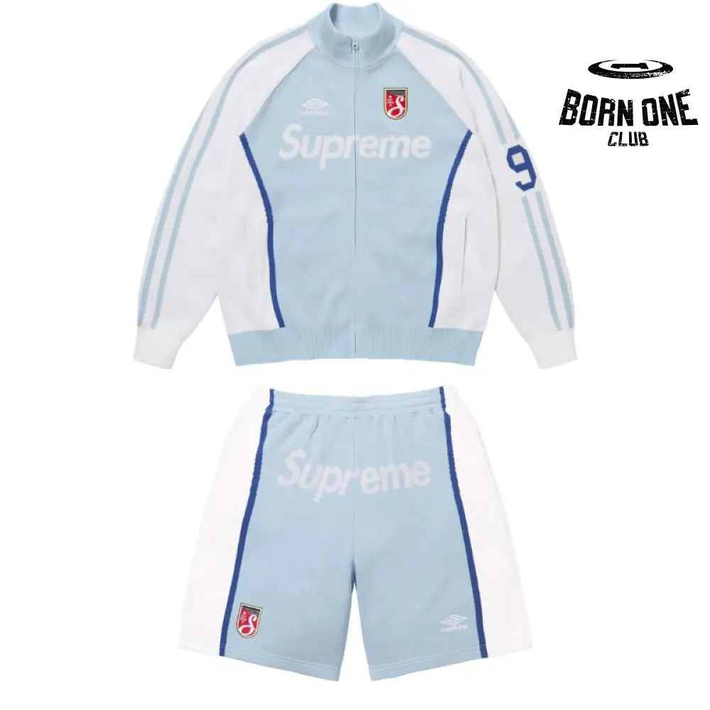 Conjunto Supreme x Umbro Zíper Light Blue