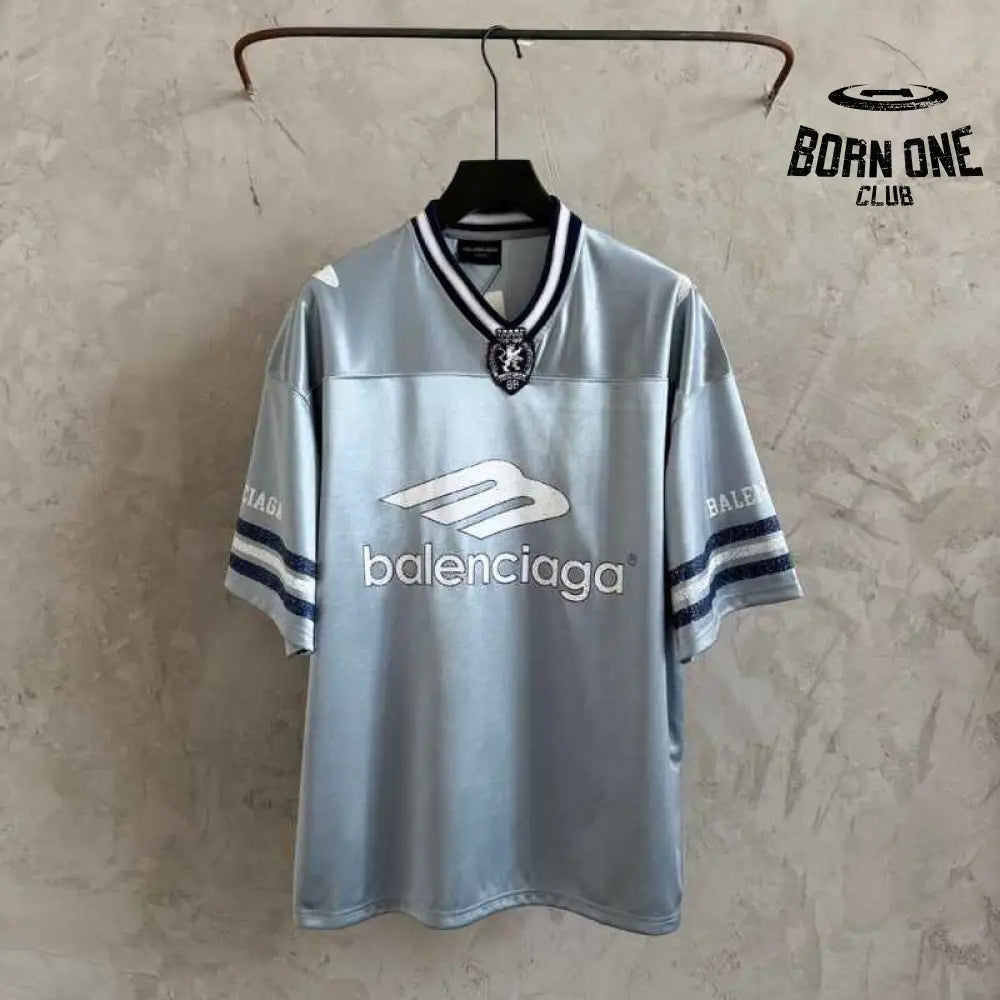 Camiseta Balenciaga Jersey V-neck Oversized Cinza