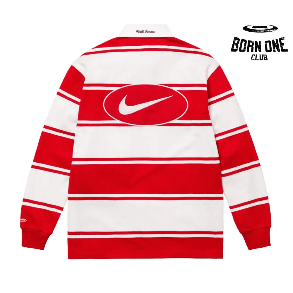 Camisa Supreme x Nike Stripe Rugby Vermelha/Branca