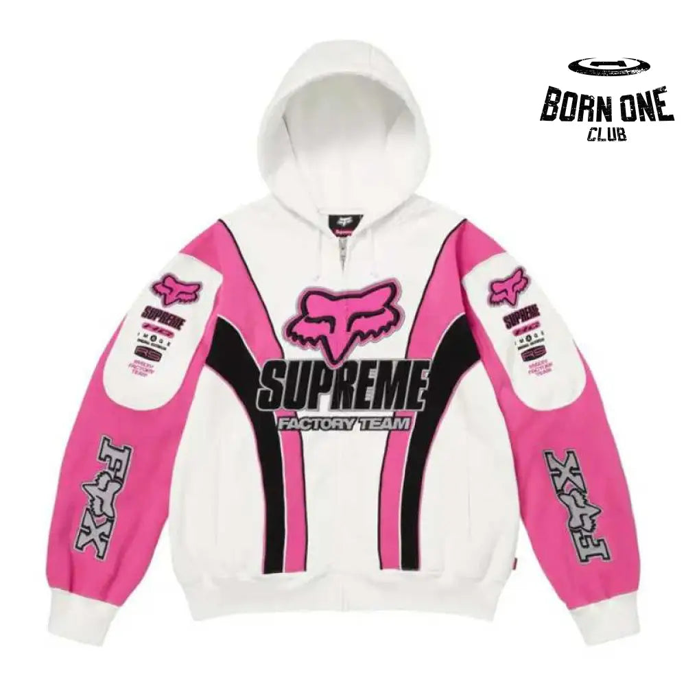 Jaqueta Supreme x Fox Racing Zíper Hooded Pink