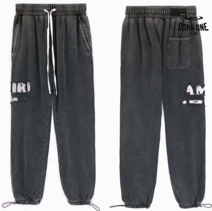 Calça de Moletom Amiri Washed Logo Cinza Escuro