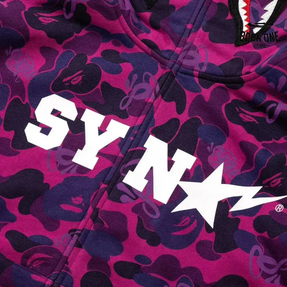 Jaqueta BAPE x SYNA By Central x Spotfy Shark Full Zip Camo Purple