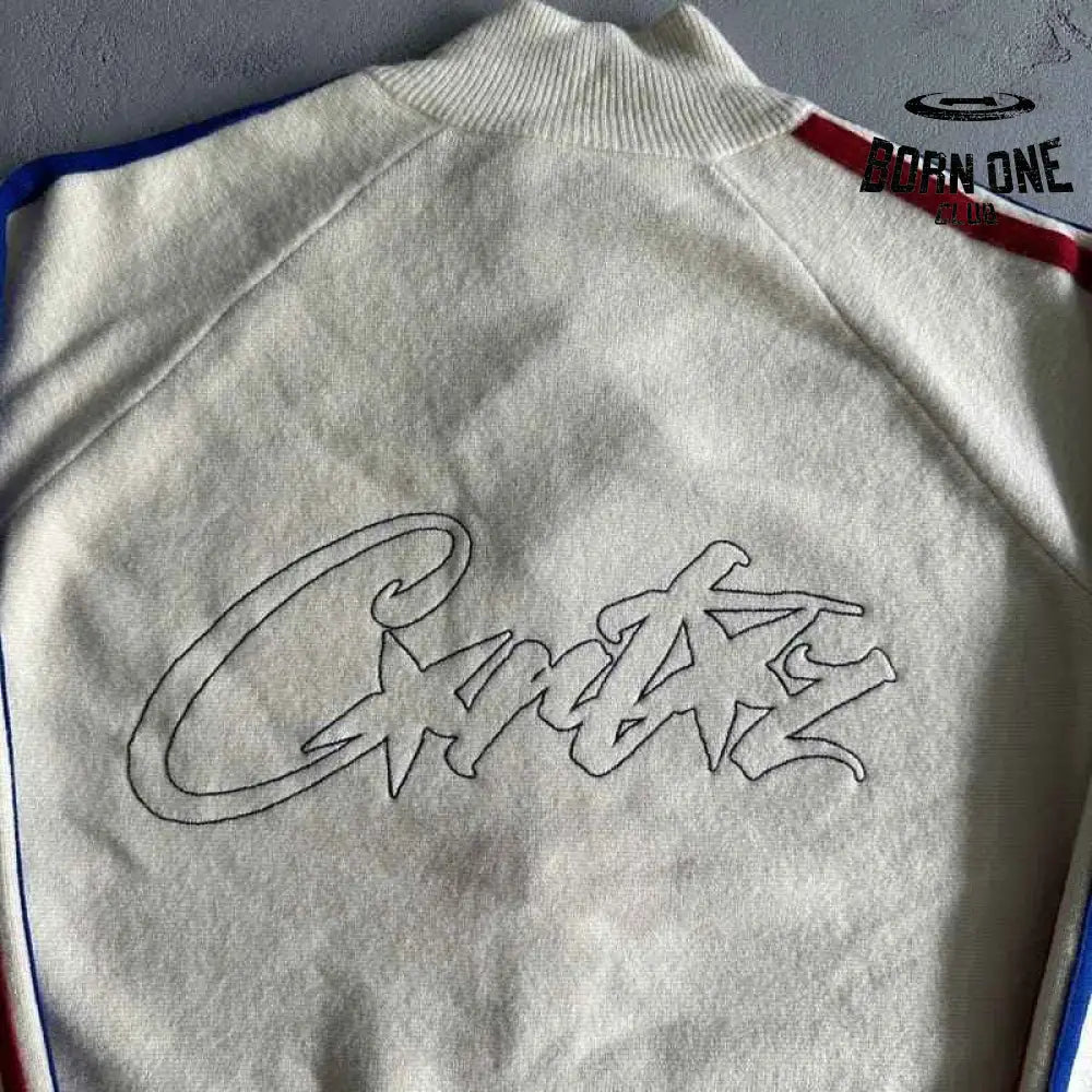 Jaqueta Corteiz Knit Zíper Fleece Cream