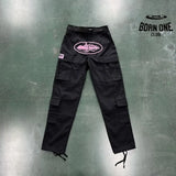 Calça Corteiz Cargo Preta e Rosa