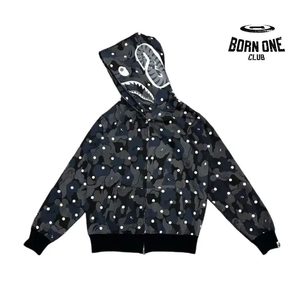 Bape Shark Polka Dot Moletom Zíper