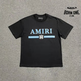 Camiseta Amiri Bar Logo Preto/Azul