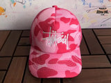 Boné BAPE x Stussy Trucker  Pink