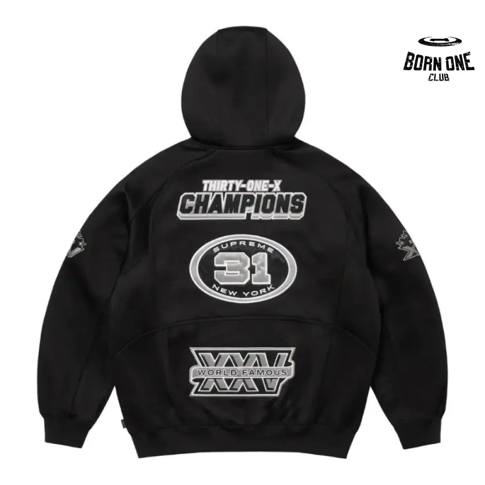 Moletom Supreme Football Zip Up Hooded Black