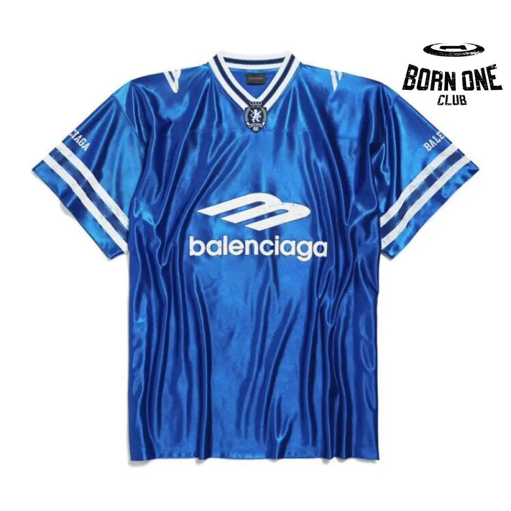 Camiseta Balenciaga Jersey V-neck Oversized Azul