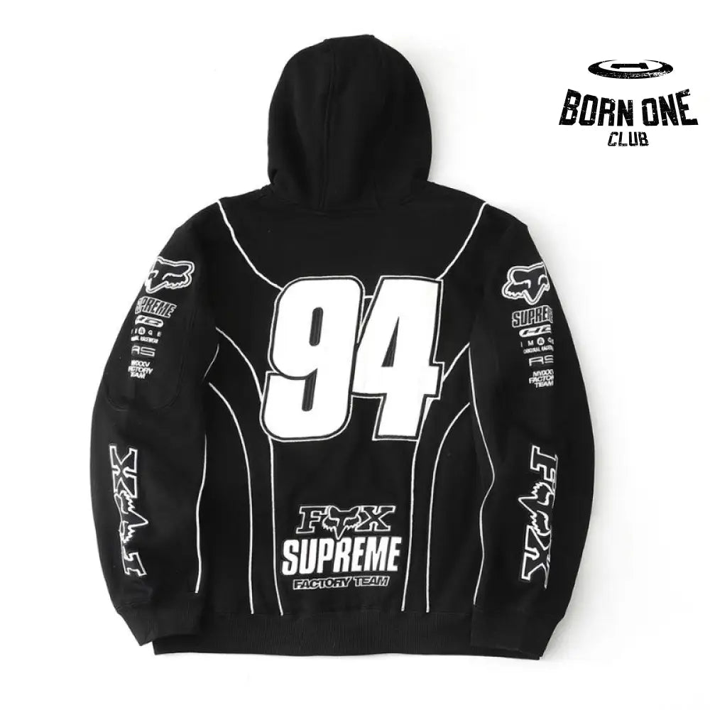 Jaqueta Supreme x Fox Racing Zíper Hooded Black