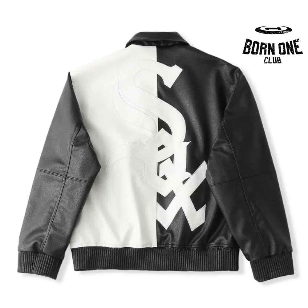 Jaqueta Supreme x Chicago White Sox Couro Varsity Black