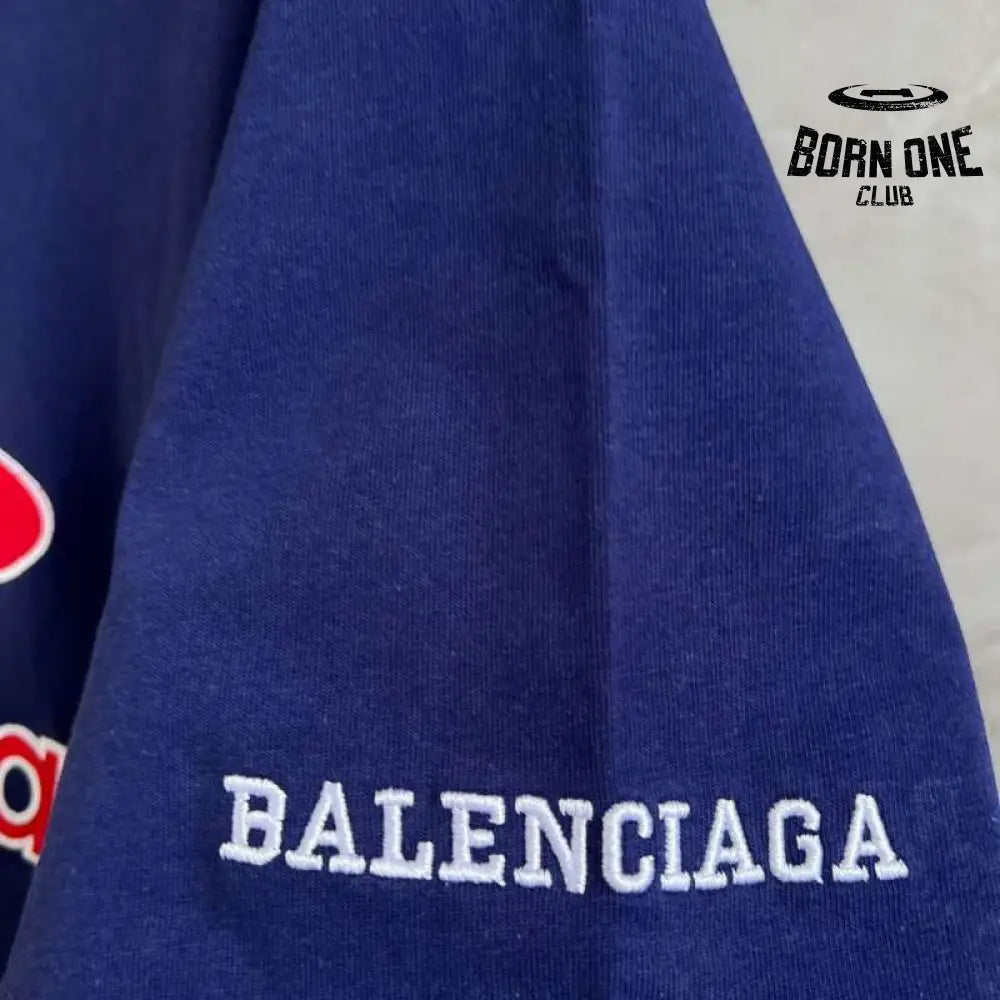 Camiseta Balenciaga Football V-neck Oversized Azul