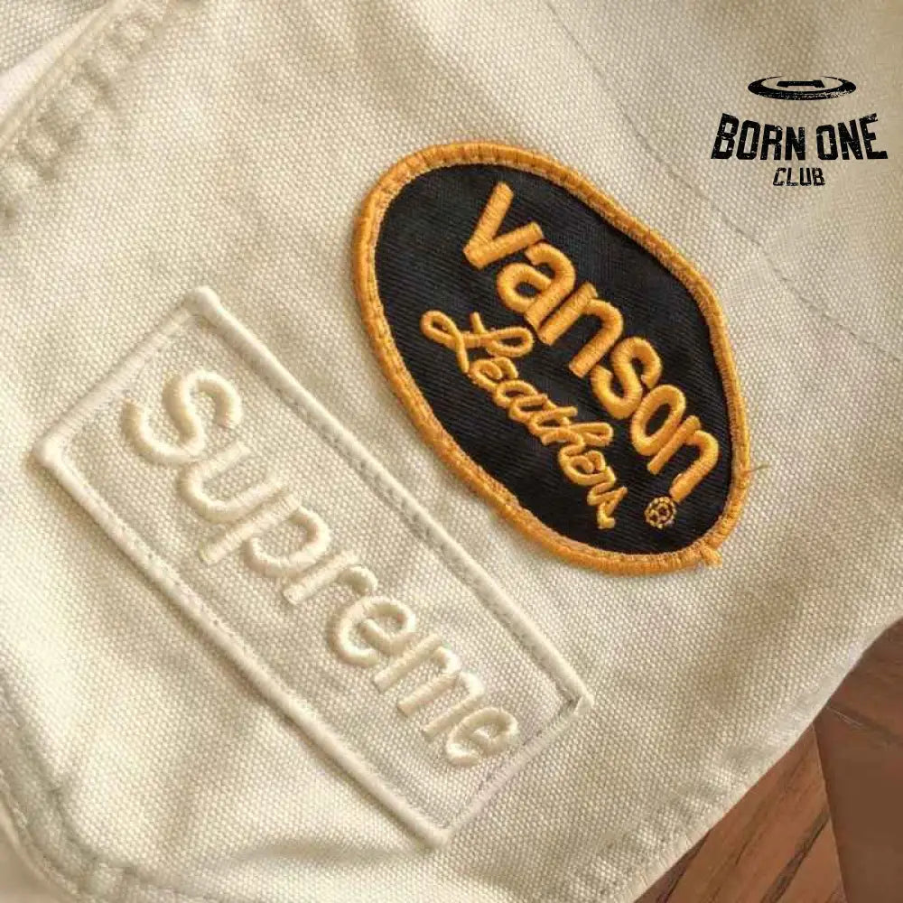 Jaqueta Supreme x Vanson Leathers Cordura White Cream