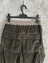 Rick Owens DRKSHDW Cargo Calça Green Cotelê (Alta Qualidade)