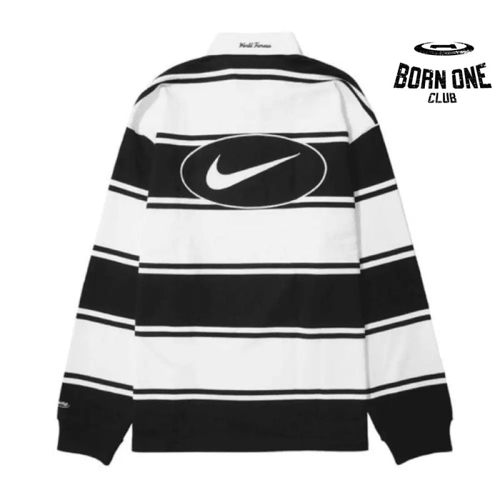 Camisa Supreme x Nike Stripe Rugby Preta/Branca