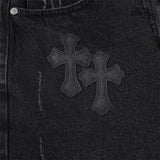 Bermuda Jeans Chrome Hearts Cross Preta