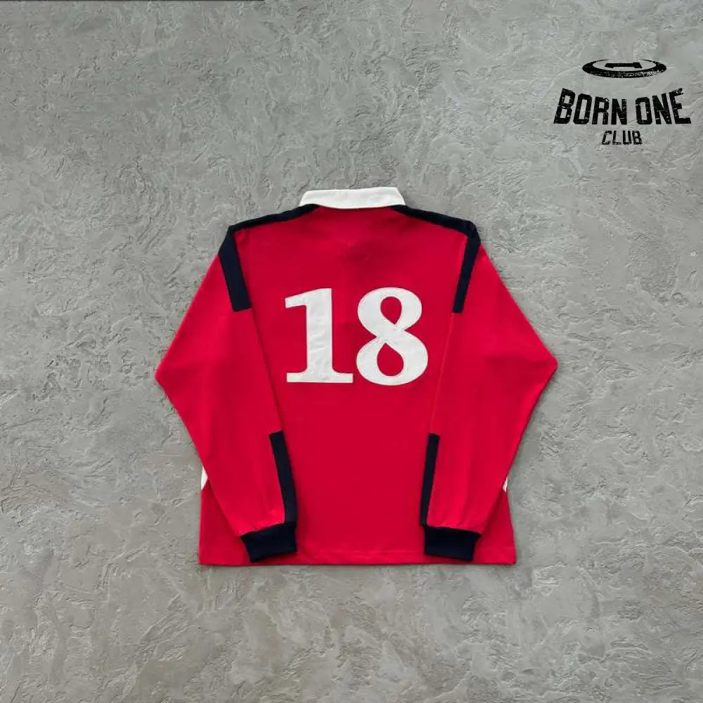 Camisa Corteiz Paneled Rugby Polo Vermelha