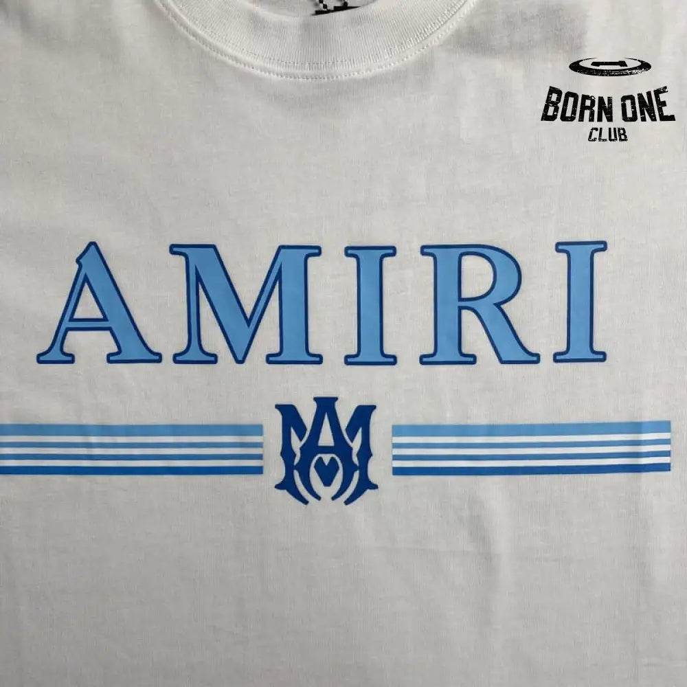 Camiseta Amiri Bar Logo Branca/Azul