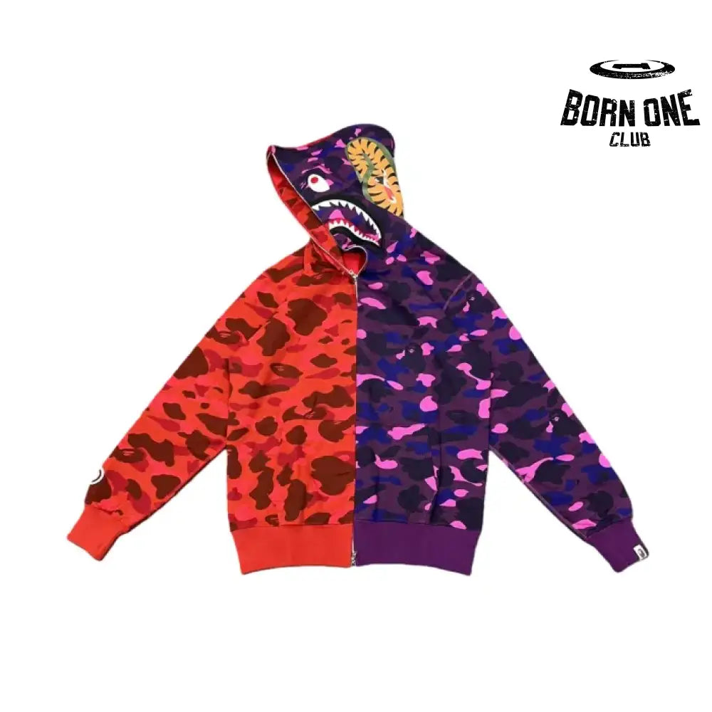 Bape Shark Dual-Tone Camo Shark Moletom Zíper