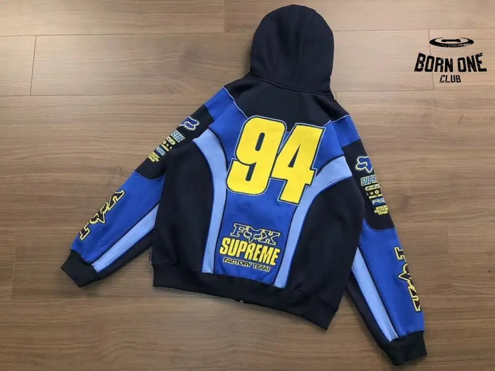 Jaqueta Supreme x Fox Racing Zíper Hooded Blue