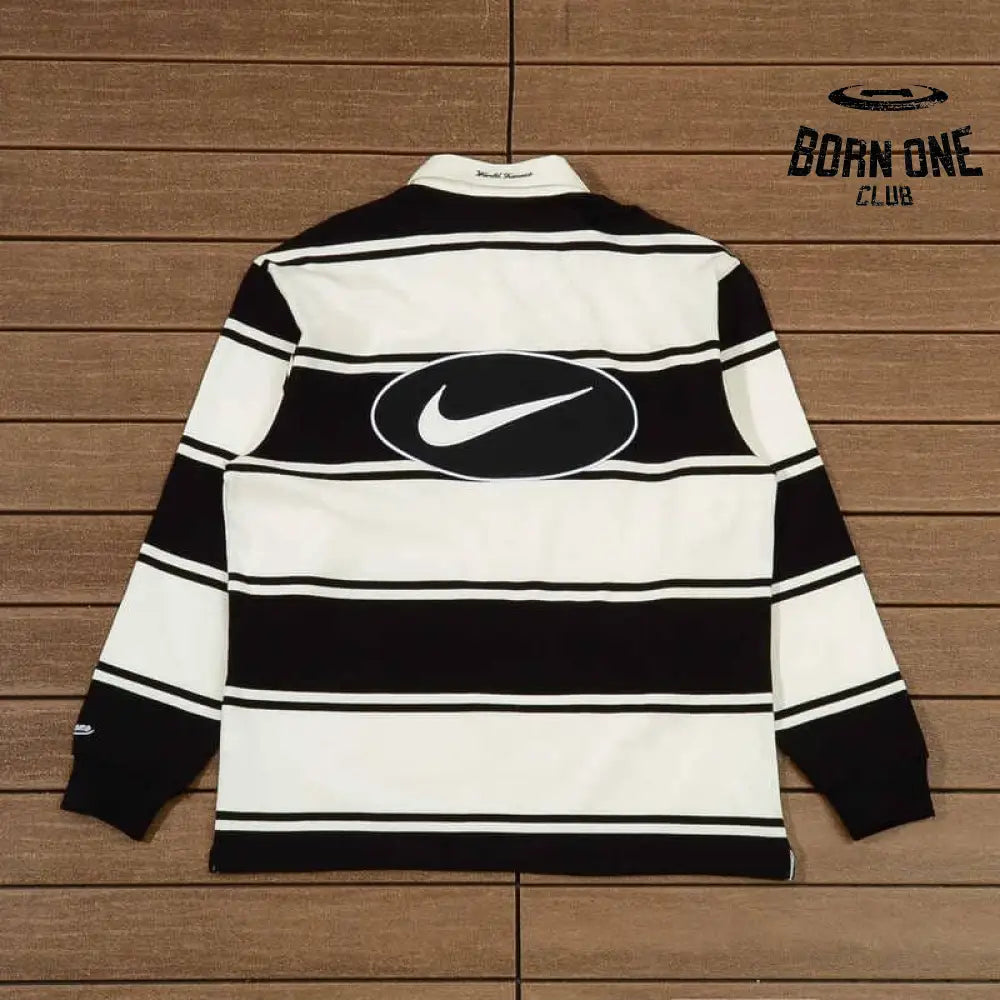 Camisa Supreme x Nike Stripe Rugby Preta/Branca